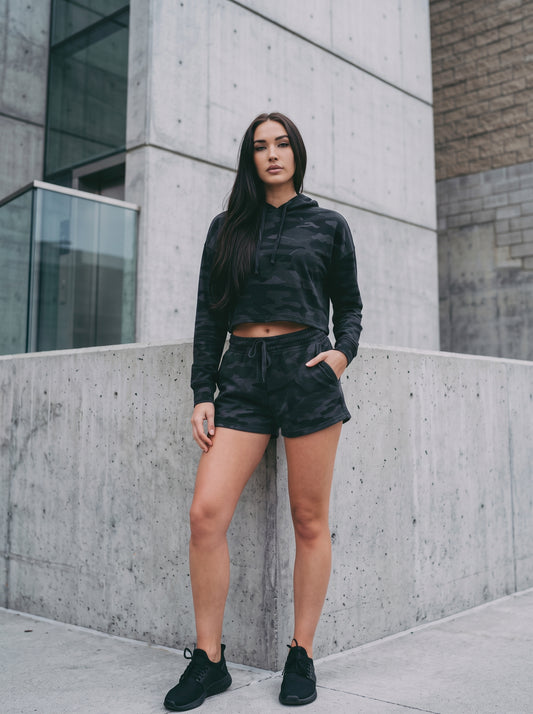 Black Camo Heather Shorts
