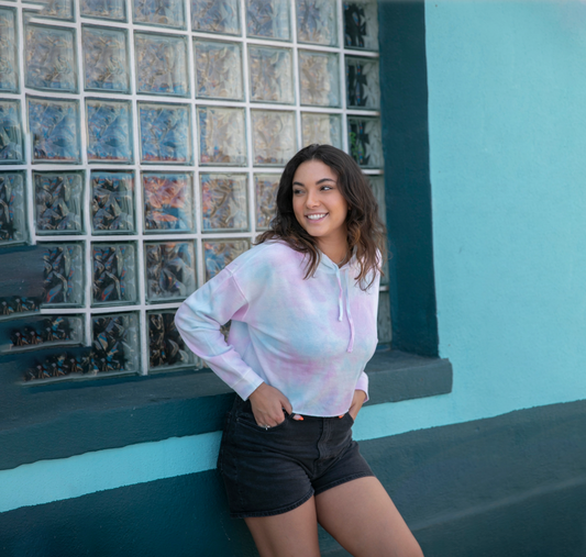 Tie Dye Crop Top Hoodie | Premium Print-On-Demand Streetwear